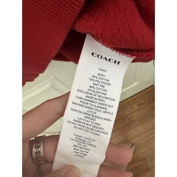 Coach CE457 Signature Ski Crewneck Fleece Sweatshirt Red Catskills  Org $298 - Picture 8 of 9